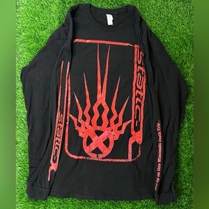 Y2K Tultex Static Band Tee Red and Black Grunge Men’s Size 2XL